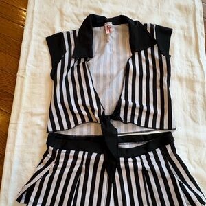 Black and White Striped Women's Outfit